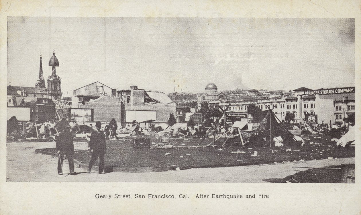 Geary Street, San Francisco, na de aardbeving en brand door American Photographer