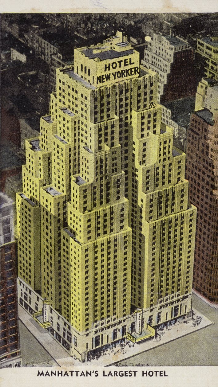 Hotel New Yorker, het grootste hotel van Manhattan, New York City, VS (ingekleurde foto) door American Photographer