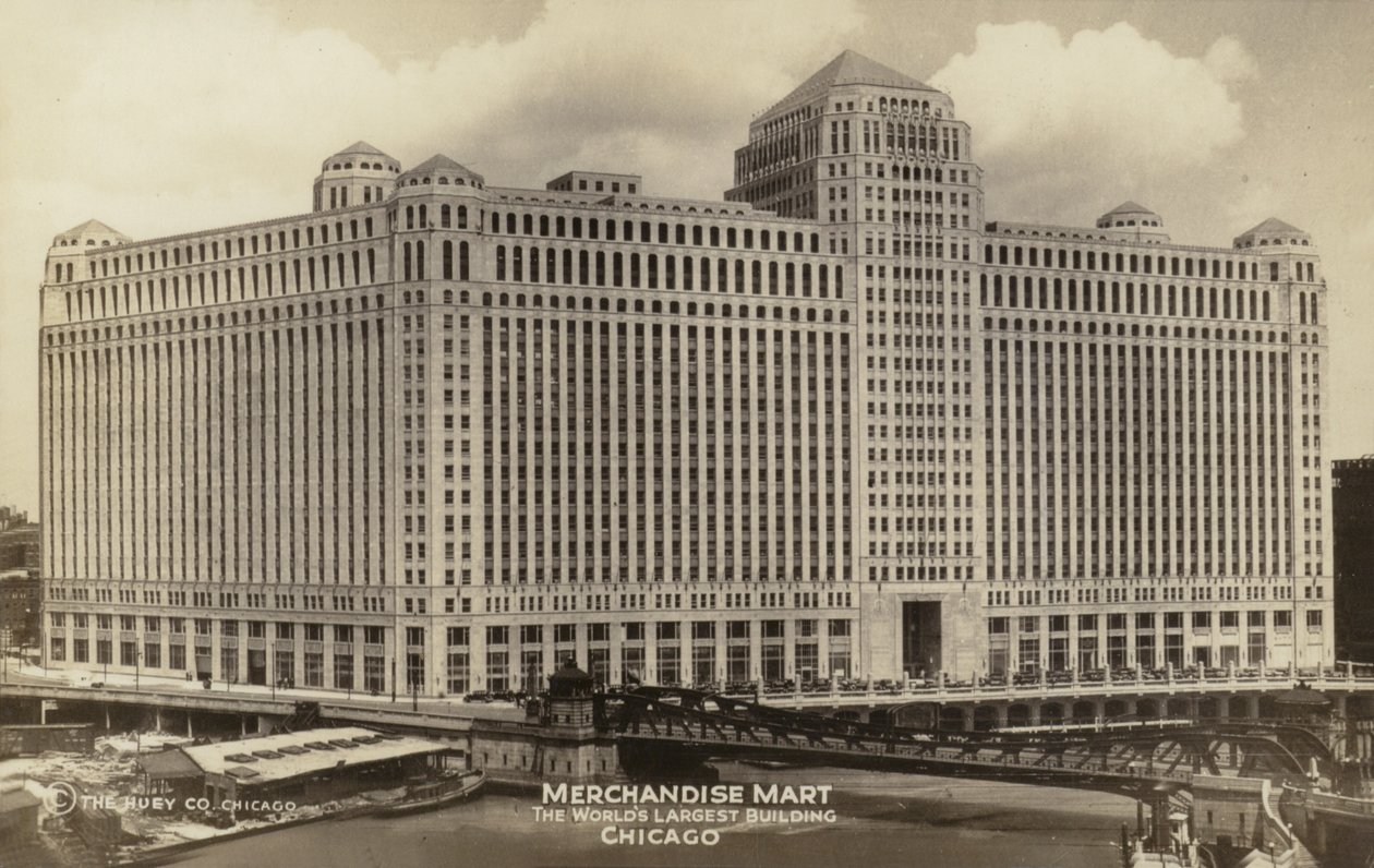 Merchandise Mart, het grootste gebouw ter wereld, Chicago, Illinois, VS (z/w foto) door American Photographer