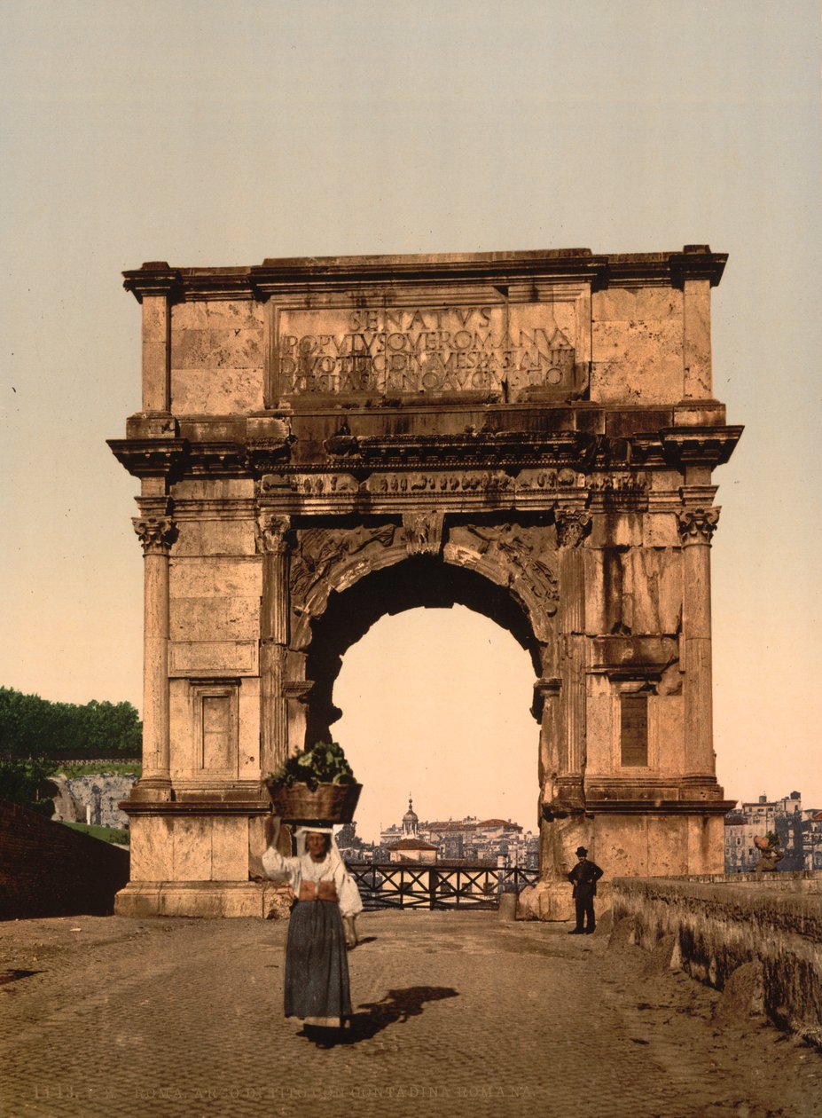 De Triomfboog van Titus, Rome, ca.1890-1900 door American Photographer