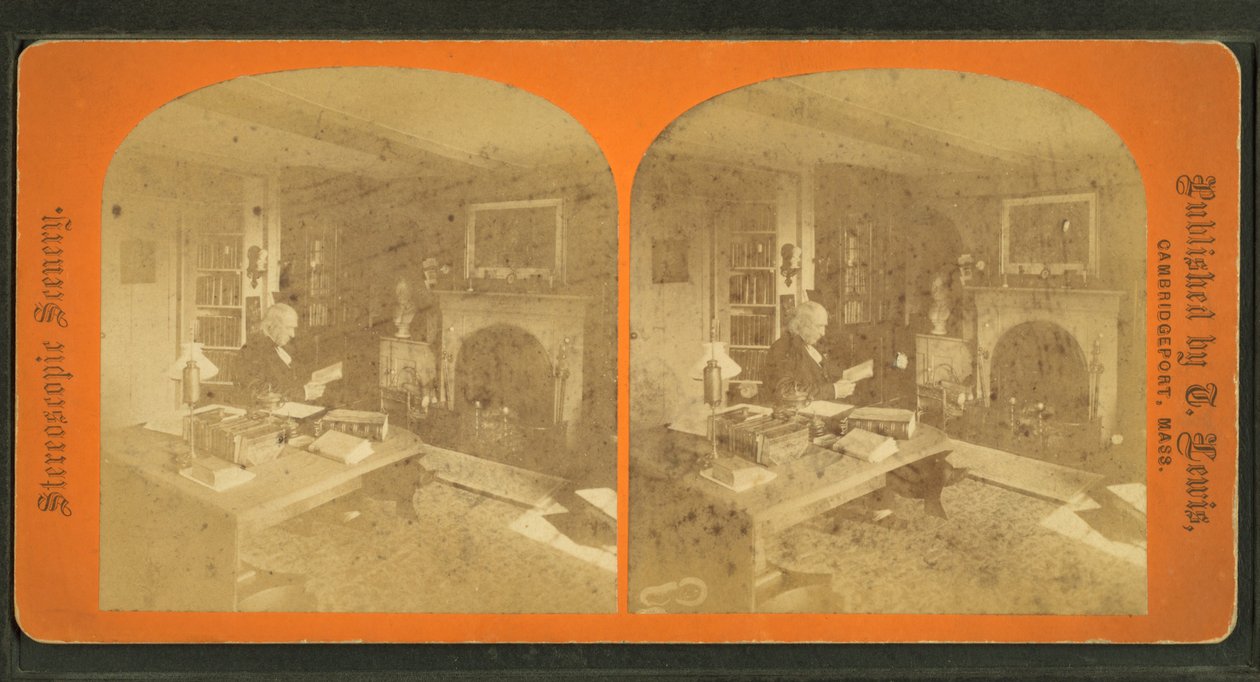 Uitzicht op Amos Alcott in zijn studeerkamer door American Photographer