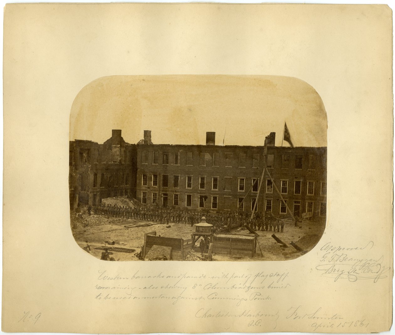 Westelijke Kazerne en Parade, Slag om Fort Sumter, 15 april 1861 door American Photographer