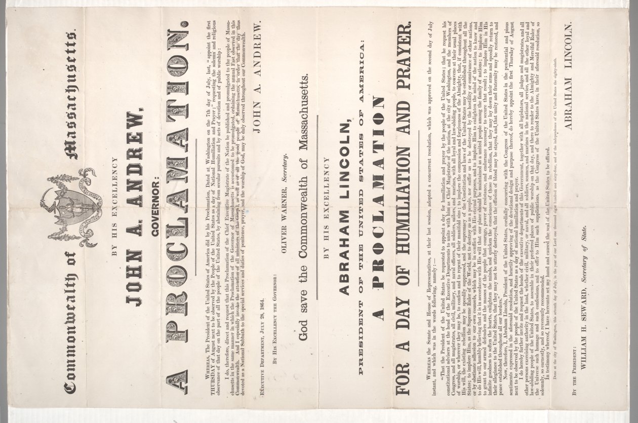 Een proclamatie voor een dag van vernedering en gebed, 28 juli 1864 door American School