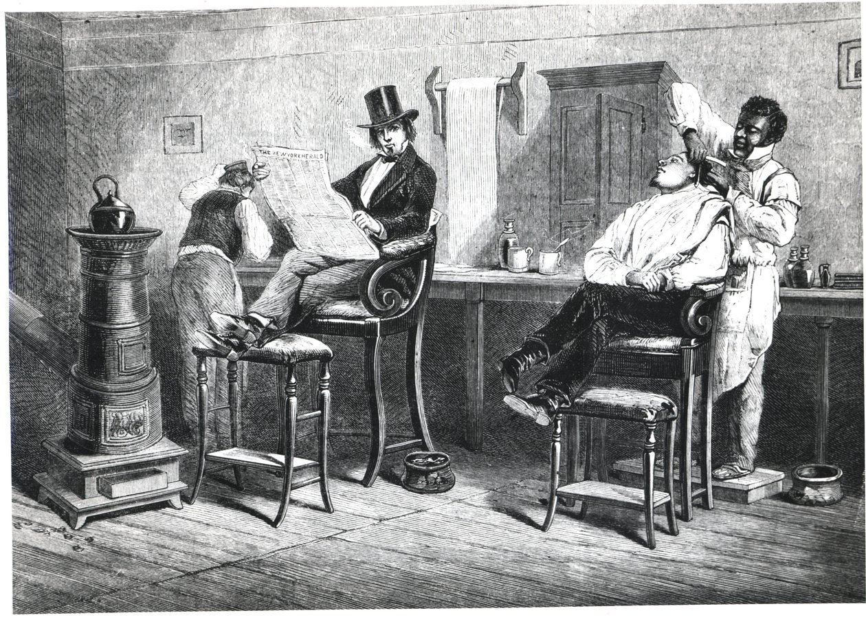 Een kapperszaak in Richmond, 1861 door American School