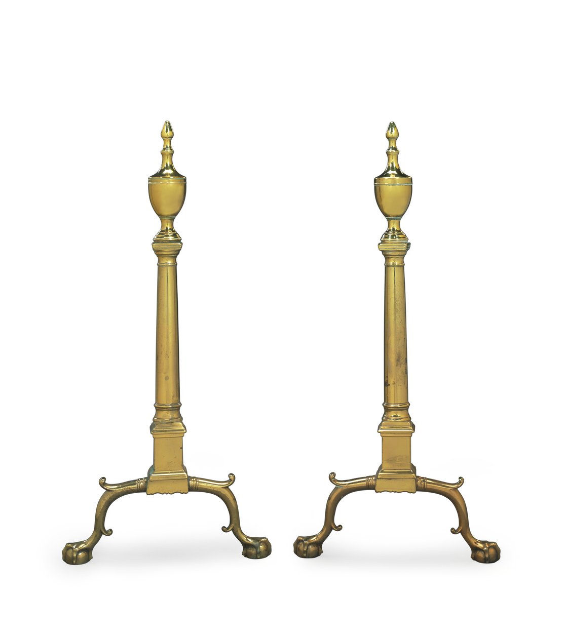 Een paar Chippendale andirons, Philadelphia of New York, 1780-1800 door American School