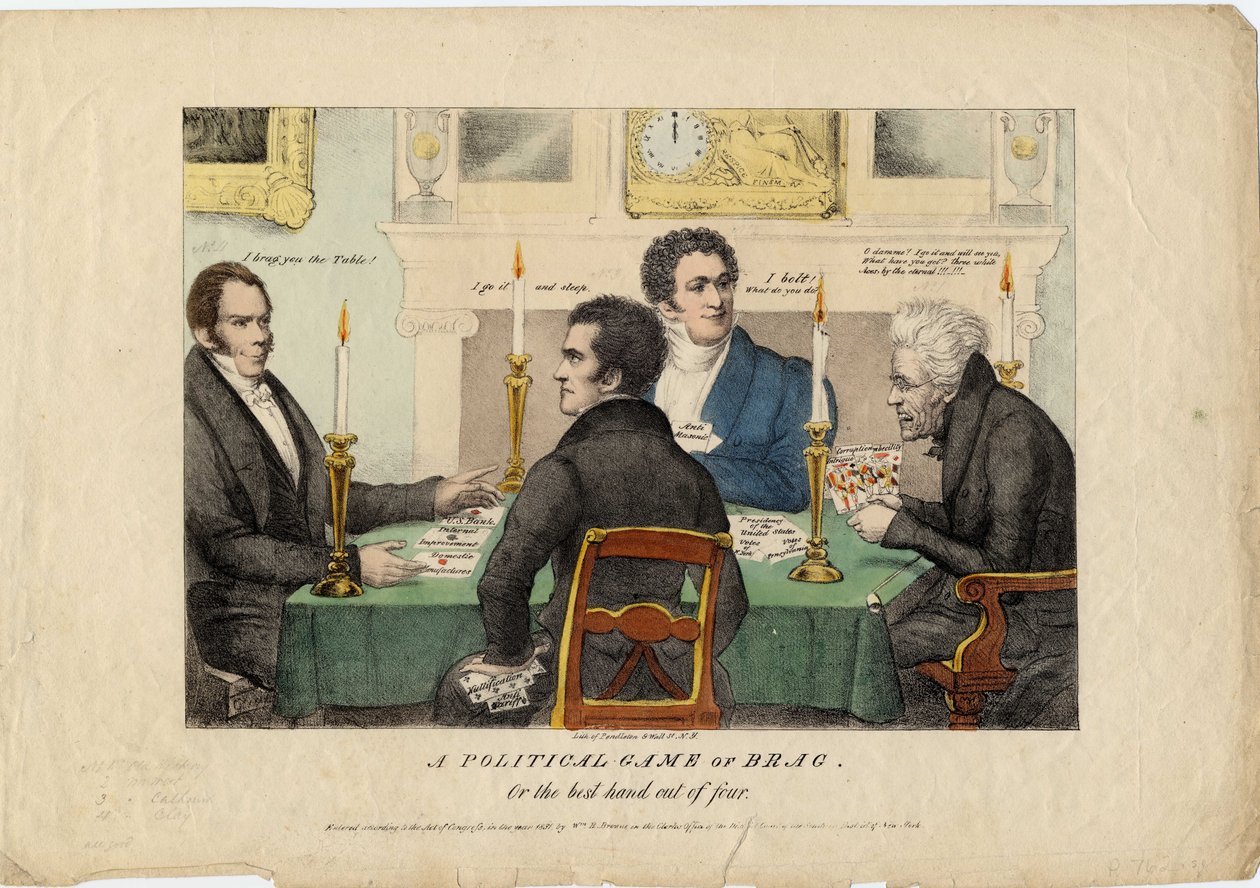 Een politiek spel van bluffen, of, de beste hand uit vier, 1831 door American School