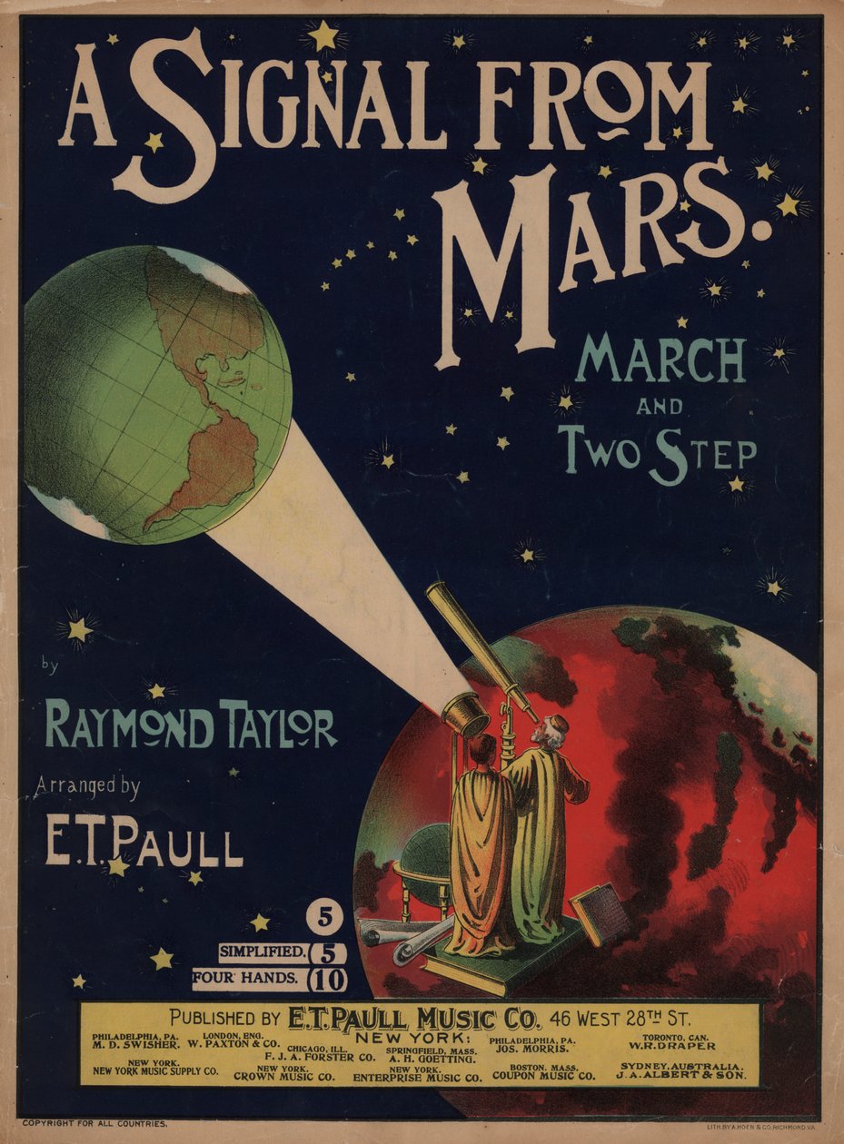 Een signaal van Mars (kleurenlitho) door American School
