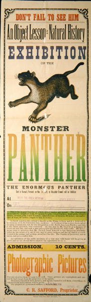 Advertentie voor de tentoonstelling van de Monsterpanter door American School