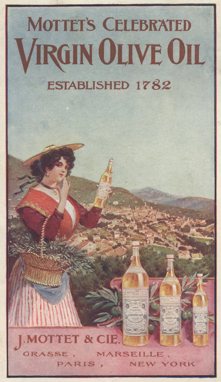 Advertentie voor Mottets Celebrated Virgin Olive Oil, c.1900 door American School
