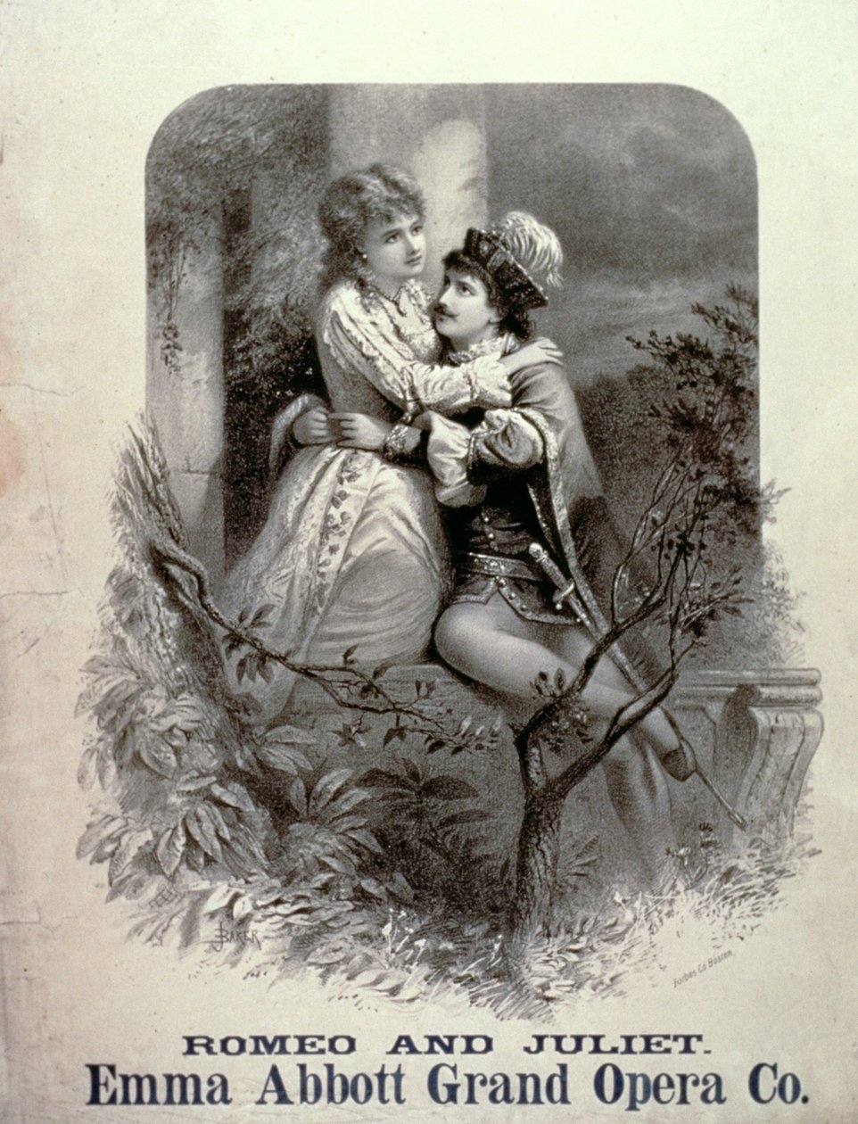 Advertentie voor Romeo en Julia, Met Emma Abbott, Grand Opera Company door American School