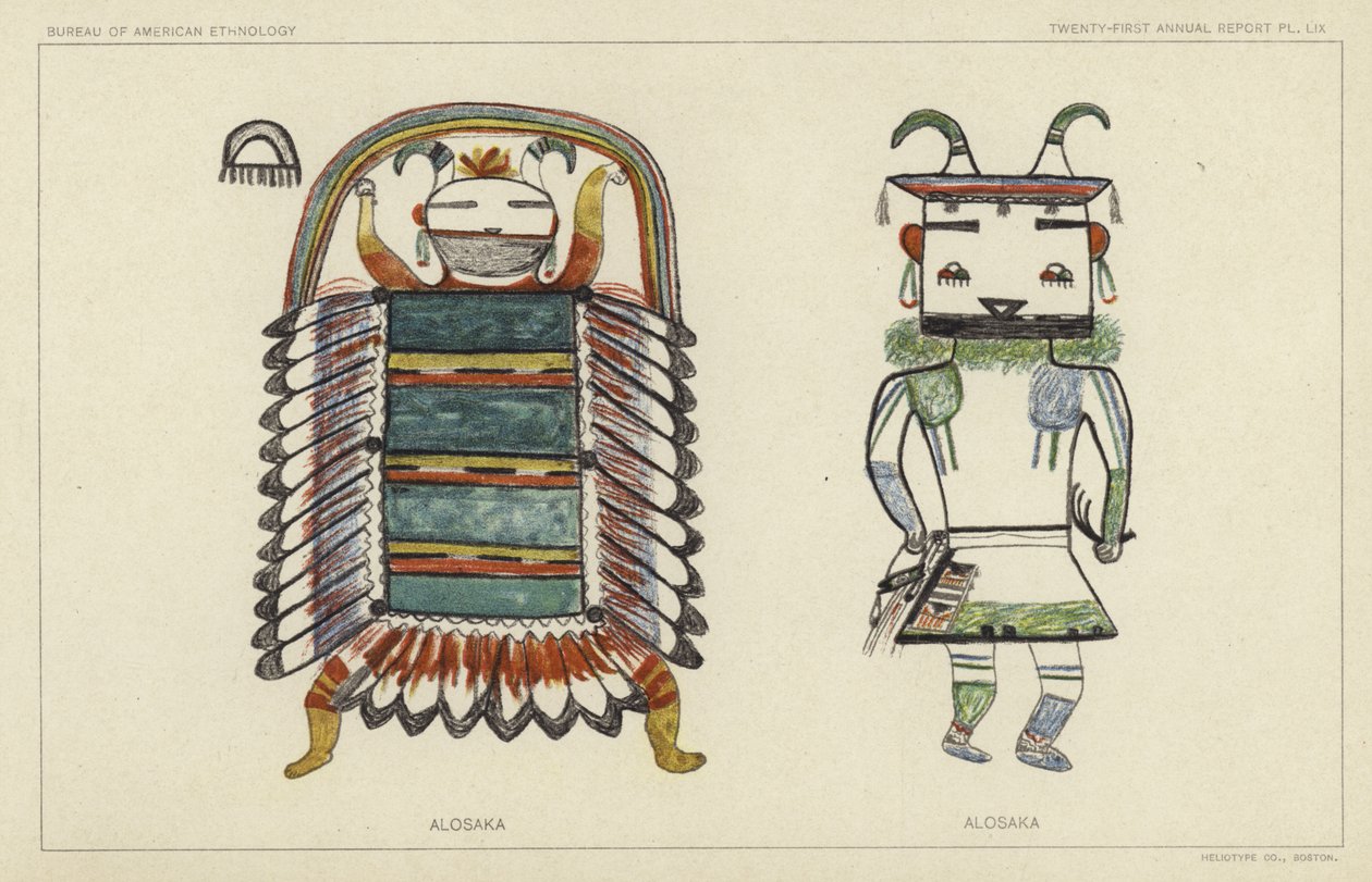 Alosaka (kleurenlitho) door American School