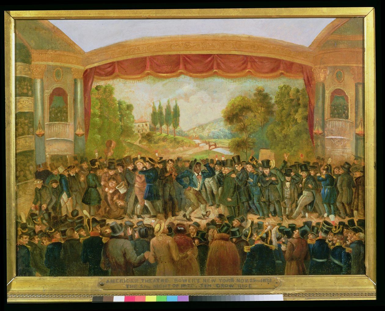 Amerikaans theater, Bowery, New York, met een voorstelling van de 57e nacht van Mr T.D. Jim Crow Rice (1808-60) 25 november 1833 door American School