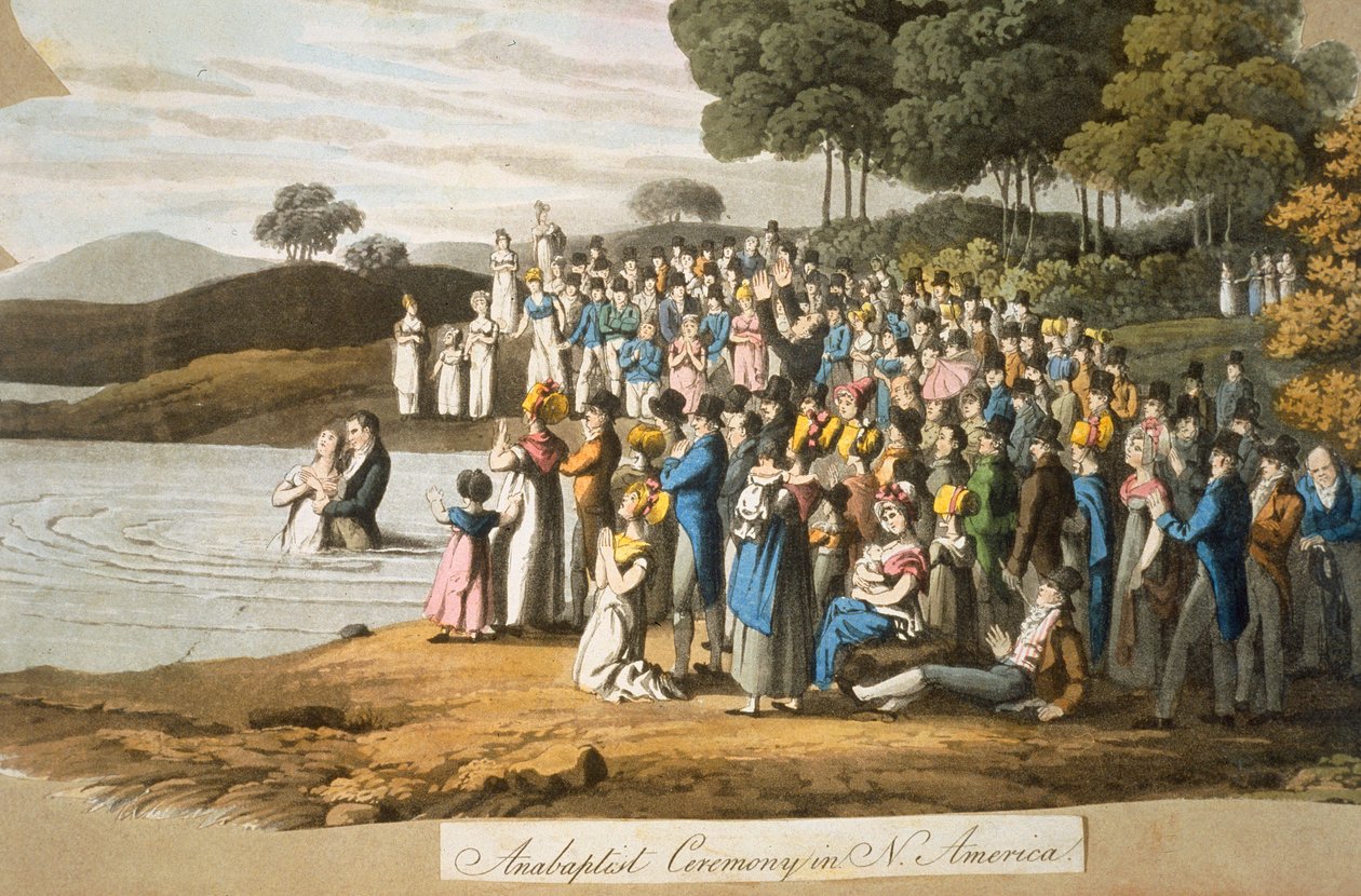 Anabaptistische ceremonie in Noord-Amerika door American School