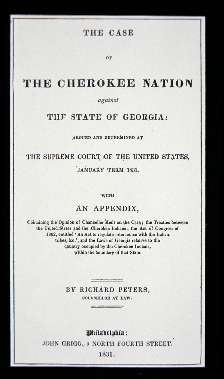 Anti-verwijderingspamflet, door Cherokee Nation, in reactie op de gedwongen verwijdering van Indianen uit hun thuisland door American School