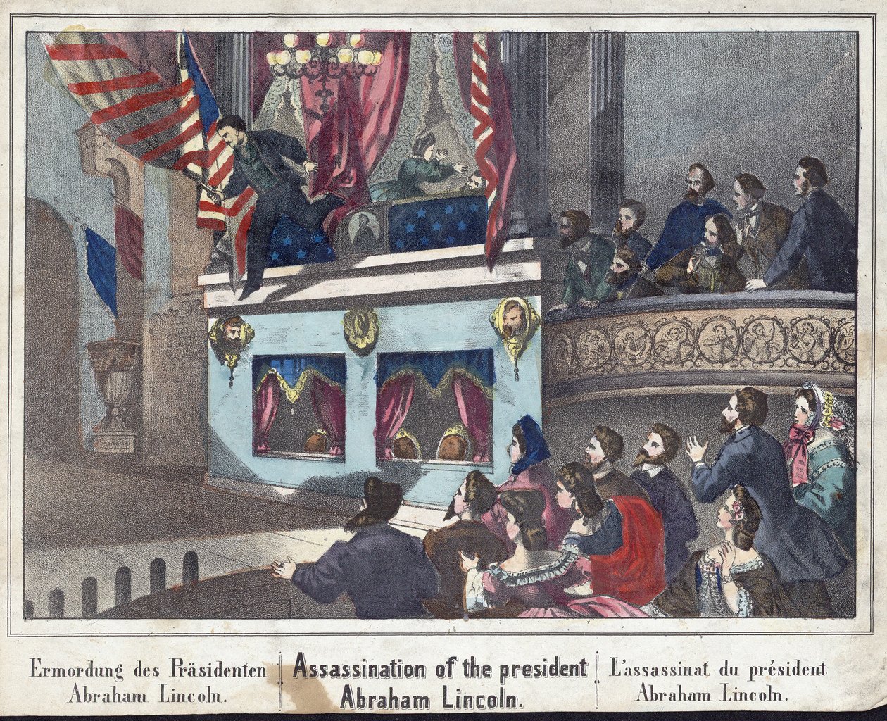 Moord op president Abraham Lincoln, uitgegeven 1865 door American School