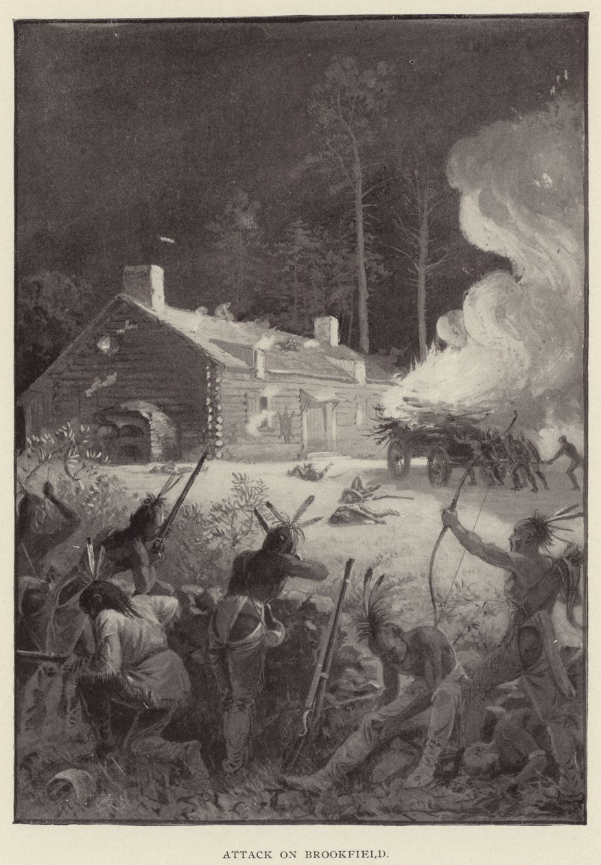 Aanval op Brookfield (litho) door American School