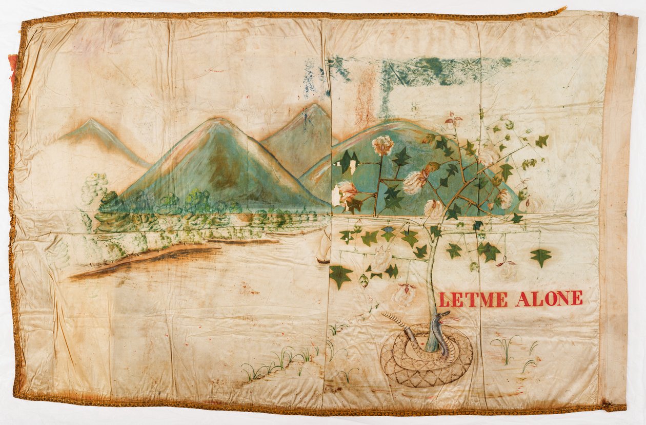 Achteraanzicht van de compagnie kleuren van de Cherokee Brown Riflemen, Georgia door American School