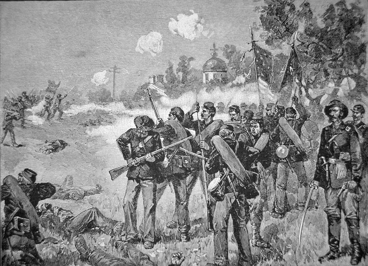 Slag bij Gettysburg, van dichtbij op de eerste dag door American School