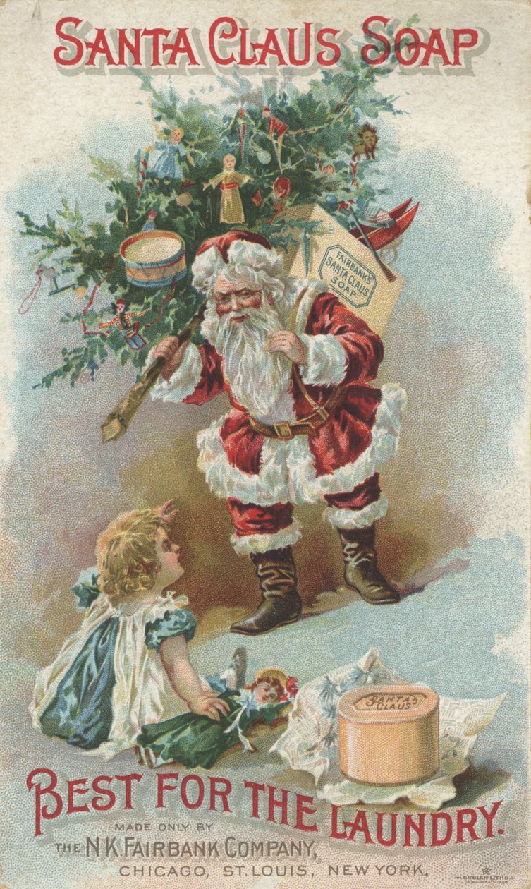 Beste voor de was, advertentie voor Fairbanks Santa Claus Soap, c.1880 door American School