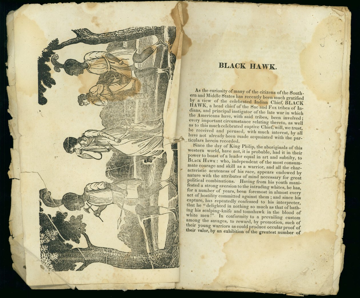 Black Hawk, uit Verhaal van de gevangenschap en voorzienige ontsnapping van mevrouw Jane Lewis, 1834 door American School