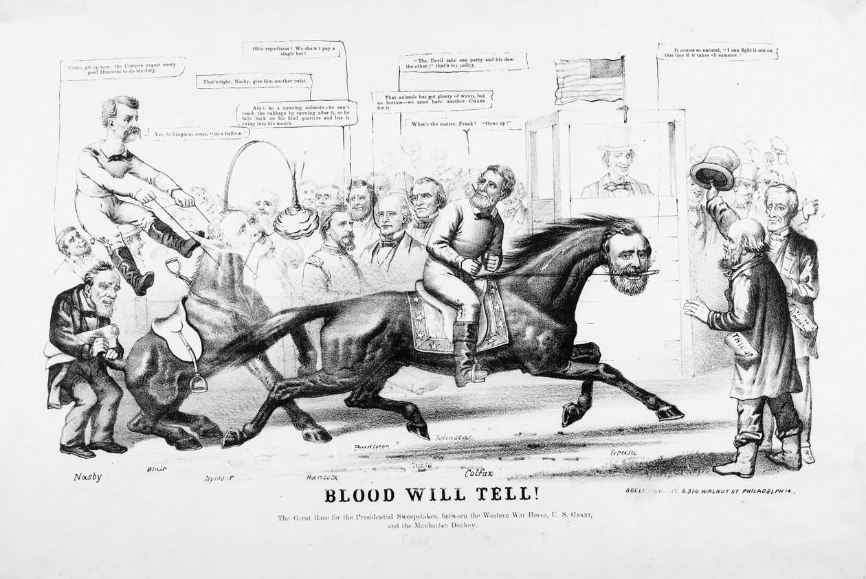 Bloed zal vertellen, politieke cartoon door American School