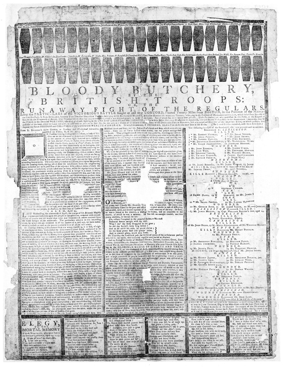 Bloedige slachting van de Britse troepen, Salem 1775 door American School