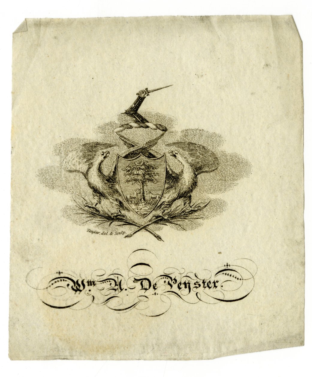 Boekplaat van William Axtell De Peyster (1793-1856), c.1840 door American School