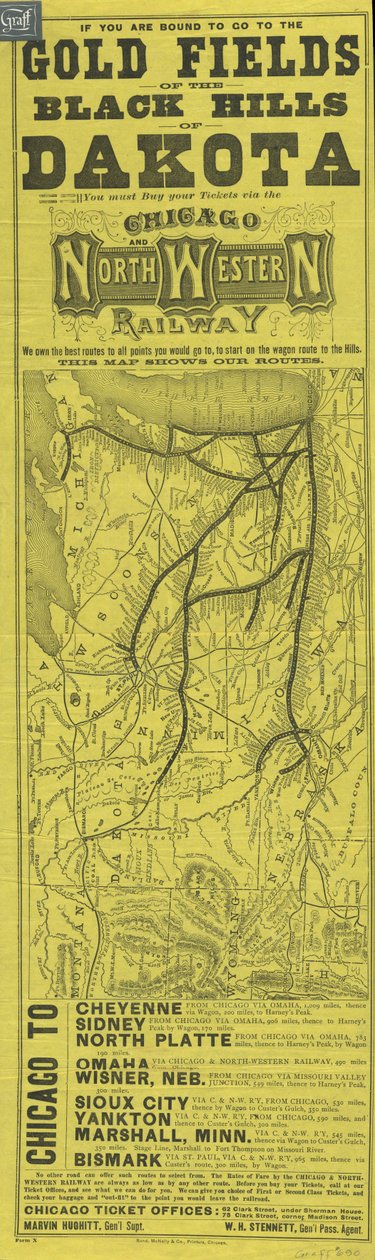 Pamflet voor de Chicago and North Western Railway, gedrukt door Rand McNally, ca. 1870 door American School