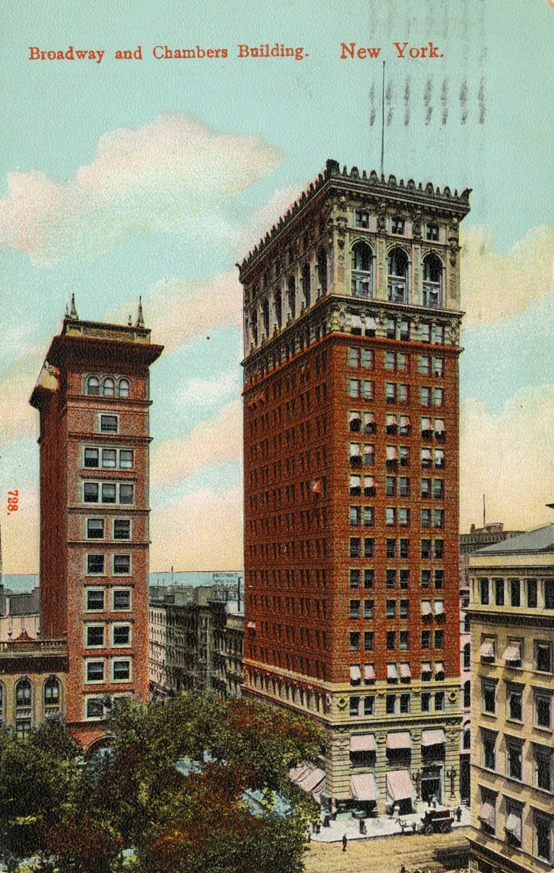 Broadway en Chambers Building, New York, ca. 1900-09 door American School
