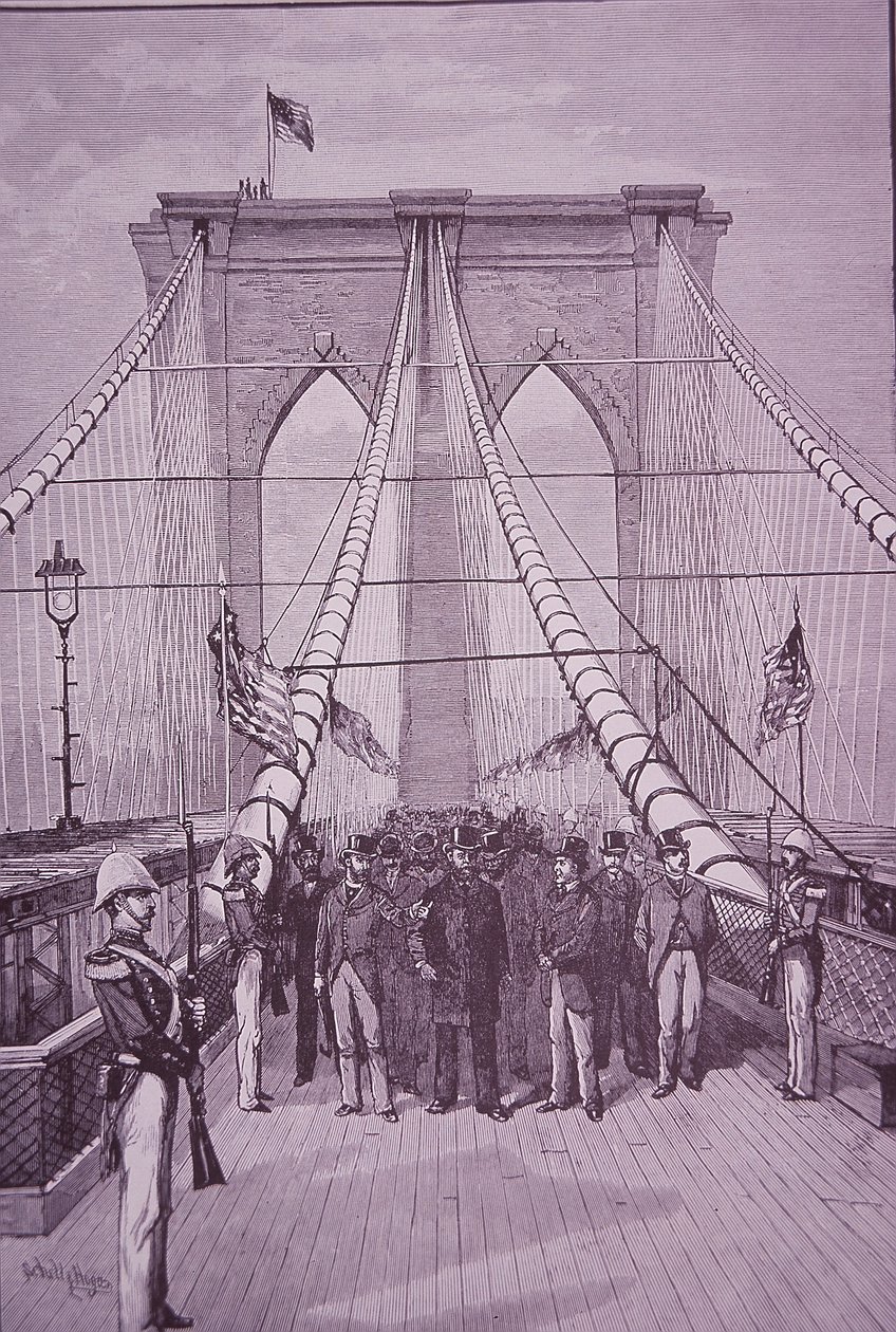 Brooklyn Bridge, president Arthur bij de openingsceremonie, 24 mei 1883 door American School
