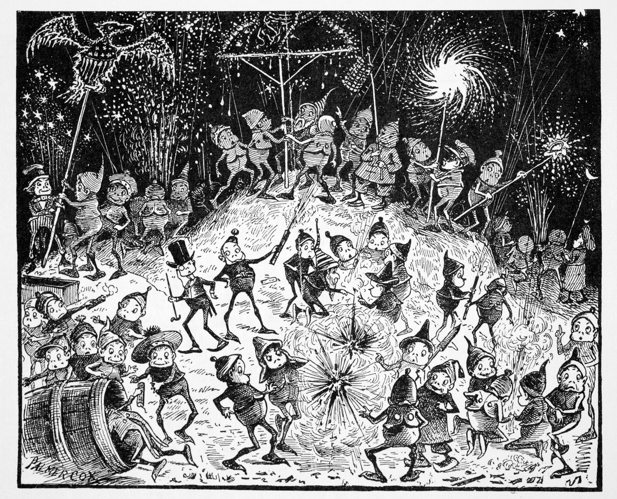 Brownies, uit The World Guide to Gnomes, Fairies, Elves and Other Little People door Thomas Keightley (1789-1872) gepubliceerd 1880 (ZW gravure) door American School