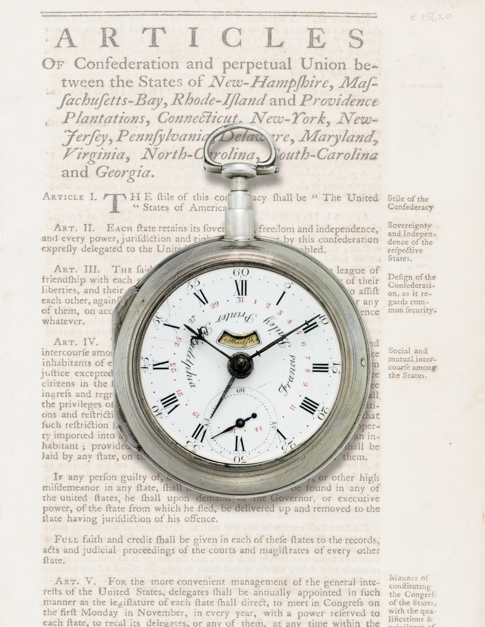 Kalenderhorloge, ca. 1780 door American School