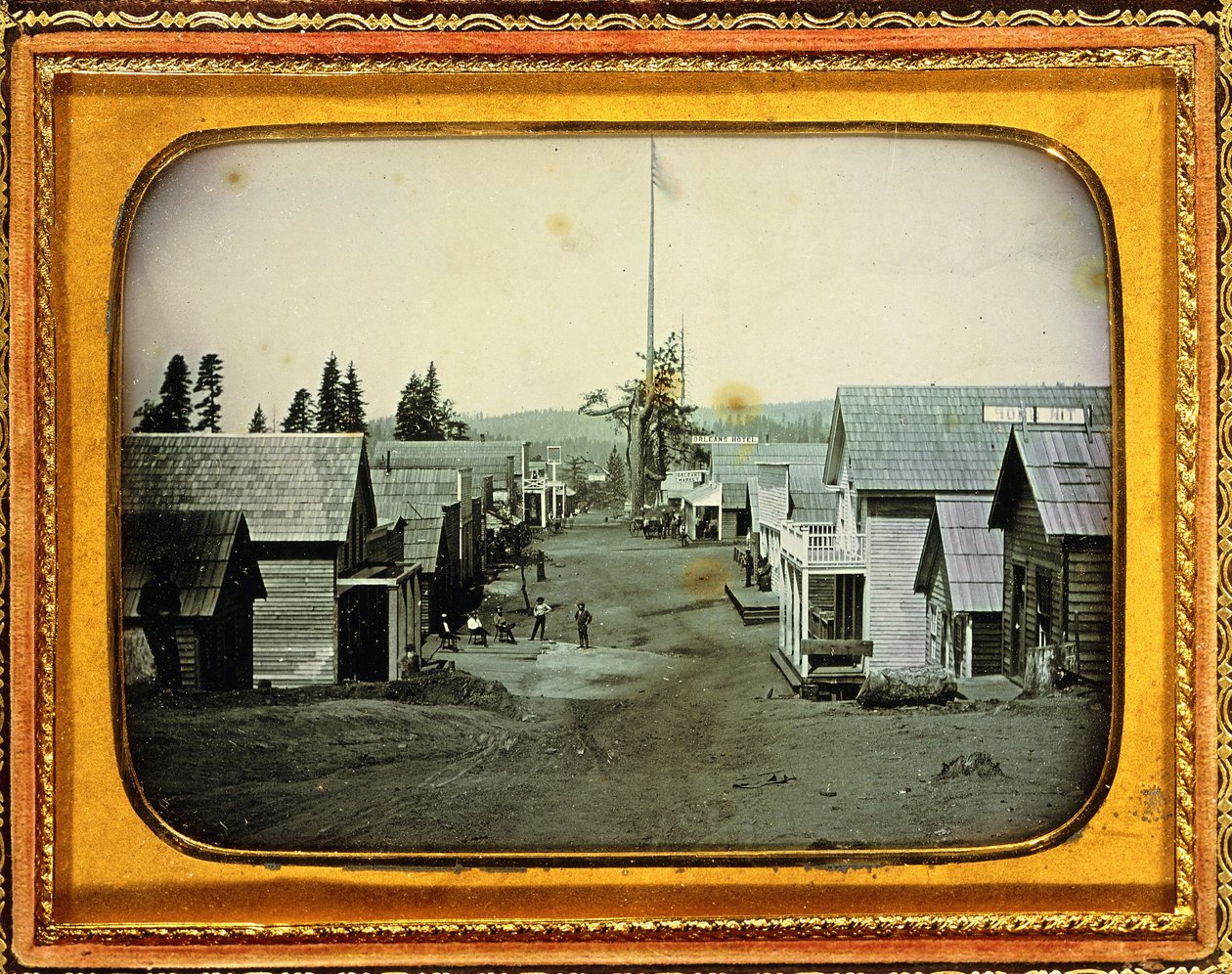California goudmijnstad, ca. 1852 door American School