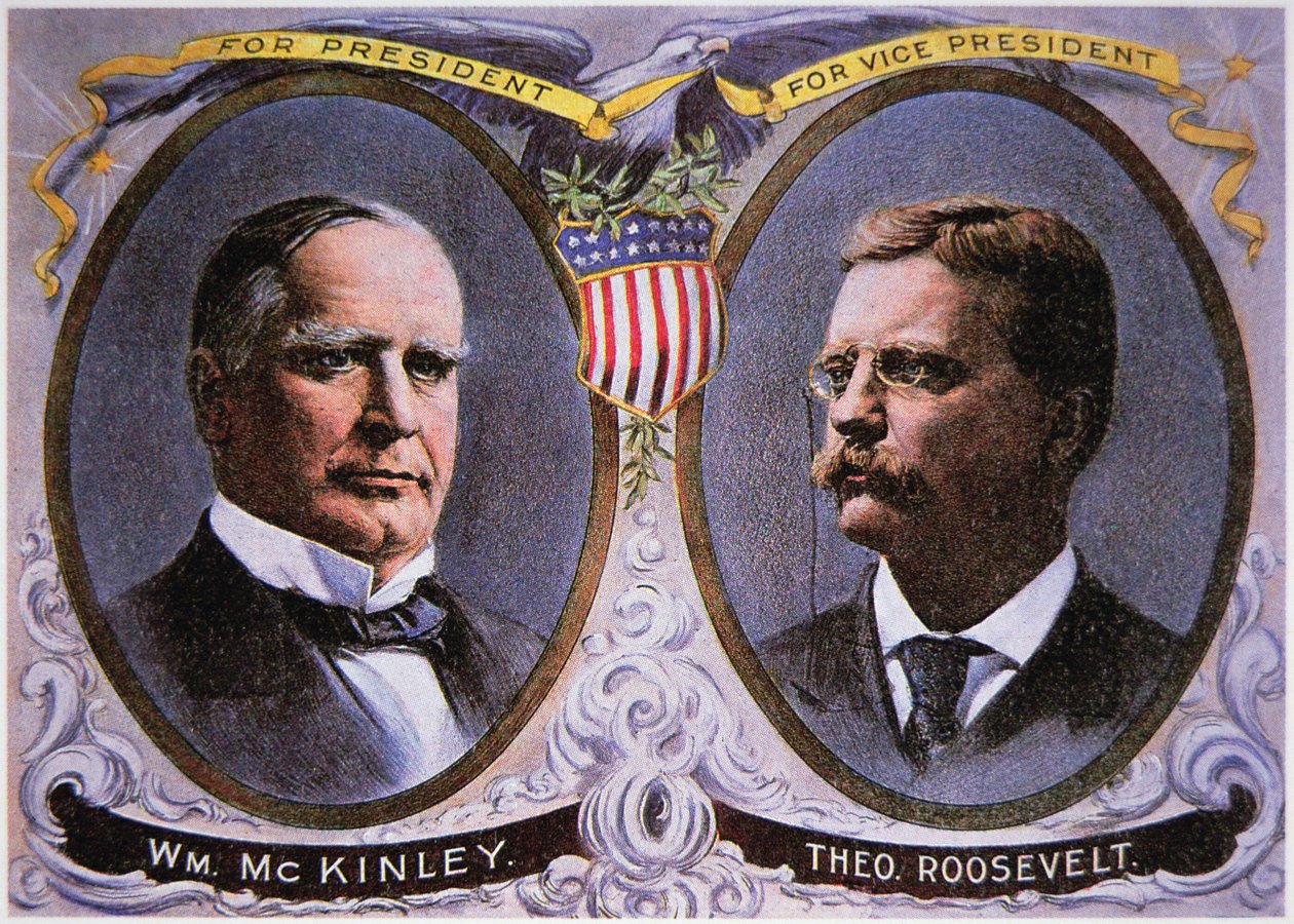 Campagneposter voor William McKinley (1843-1901) als president en Theodore Roosevelt (1858-1919) als vice-president door American School