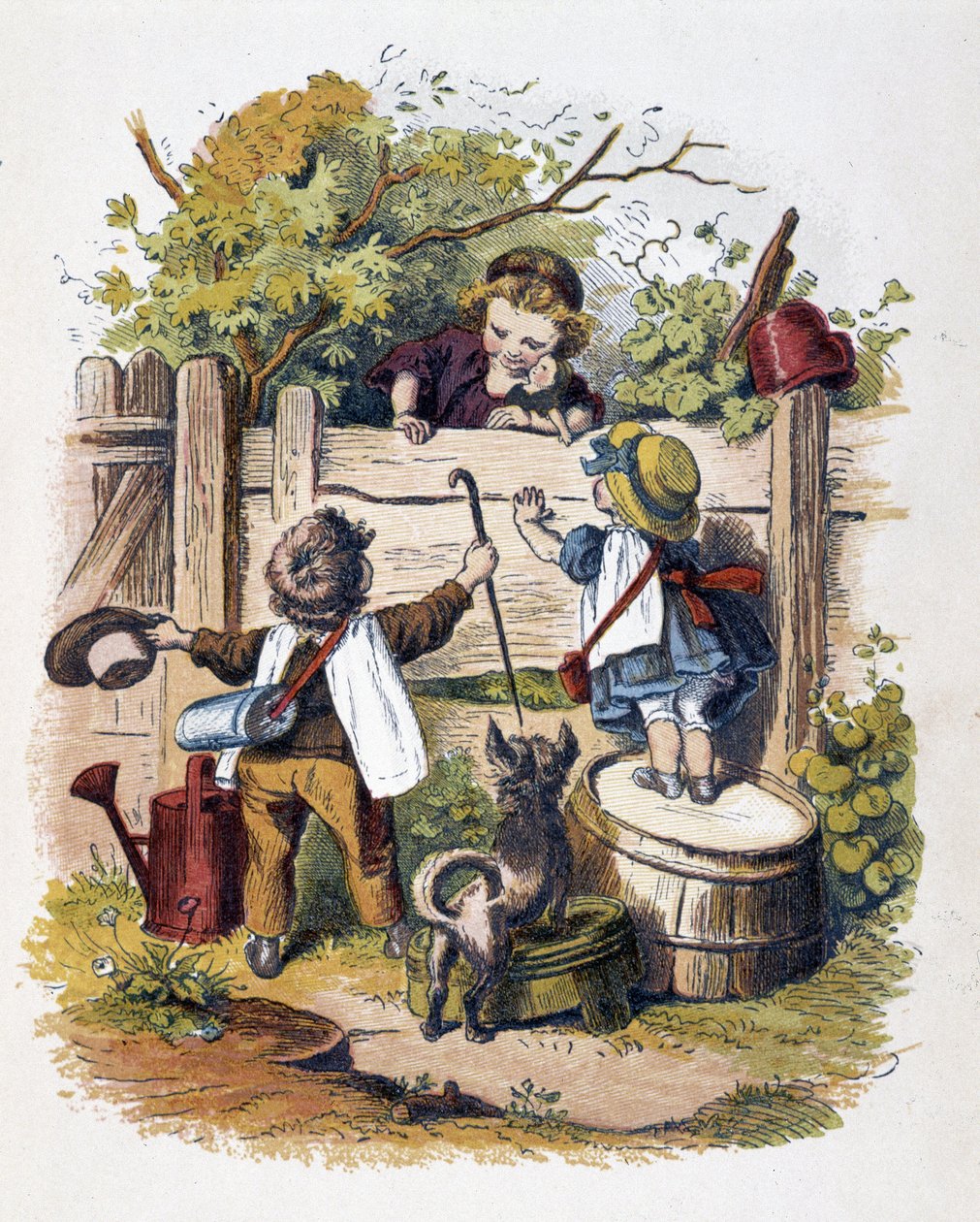 Kinderreünie in "Schnik, schnak, kleinigheden voor de kleintjes", kinderspelen. ed. London- Georges Ronthedge and sons. New York, The broad way Ludgate n.d. c. 1890. door American School