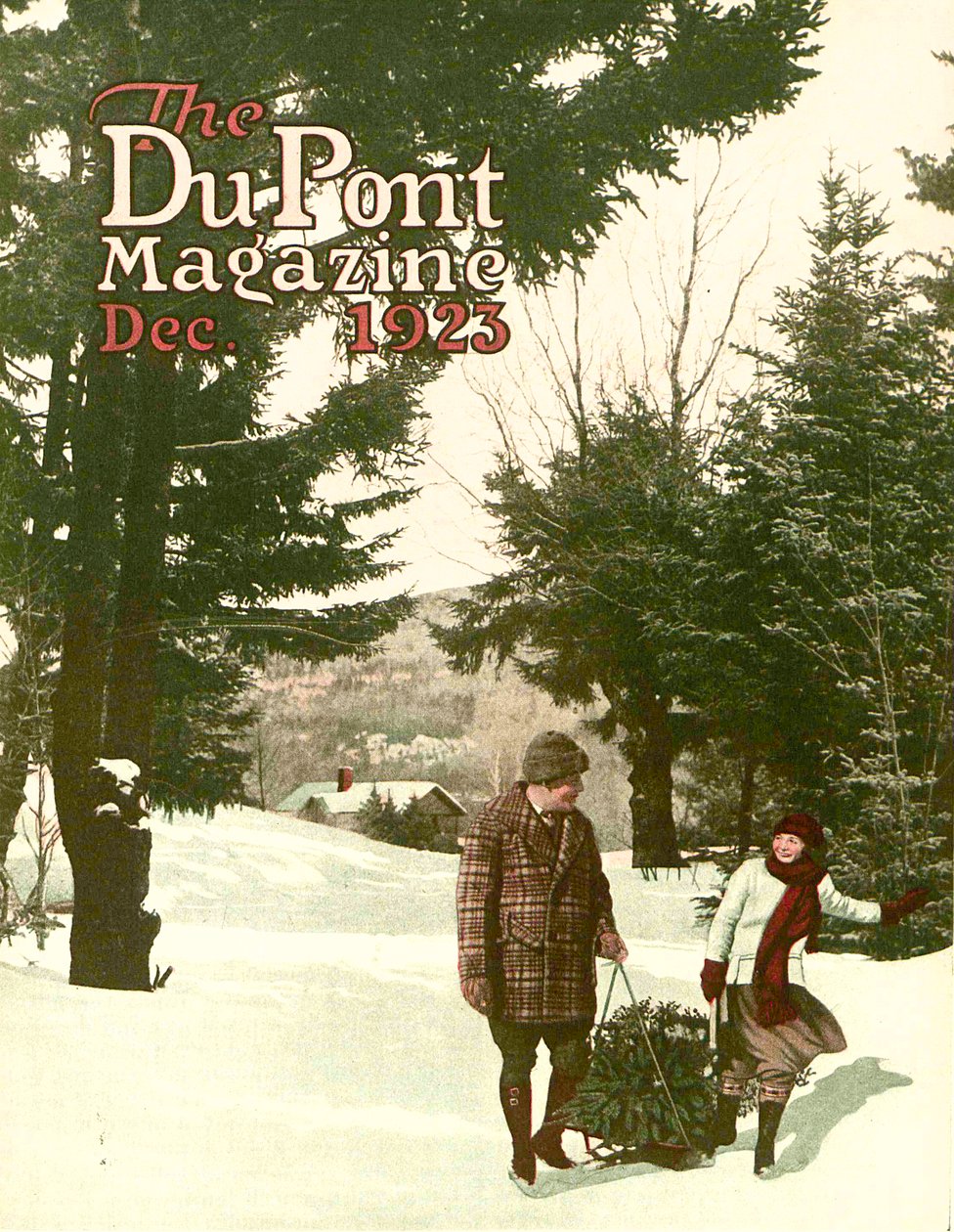 Kerstboom, voorpagina van het DuPont Magazine, december 1923 door American School