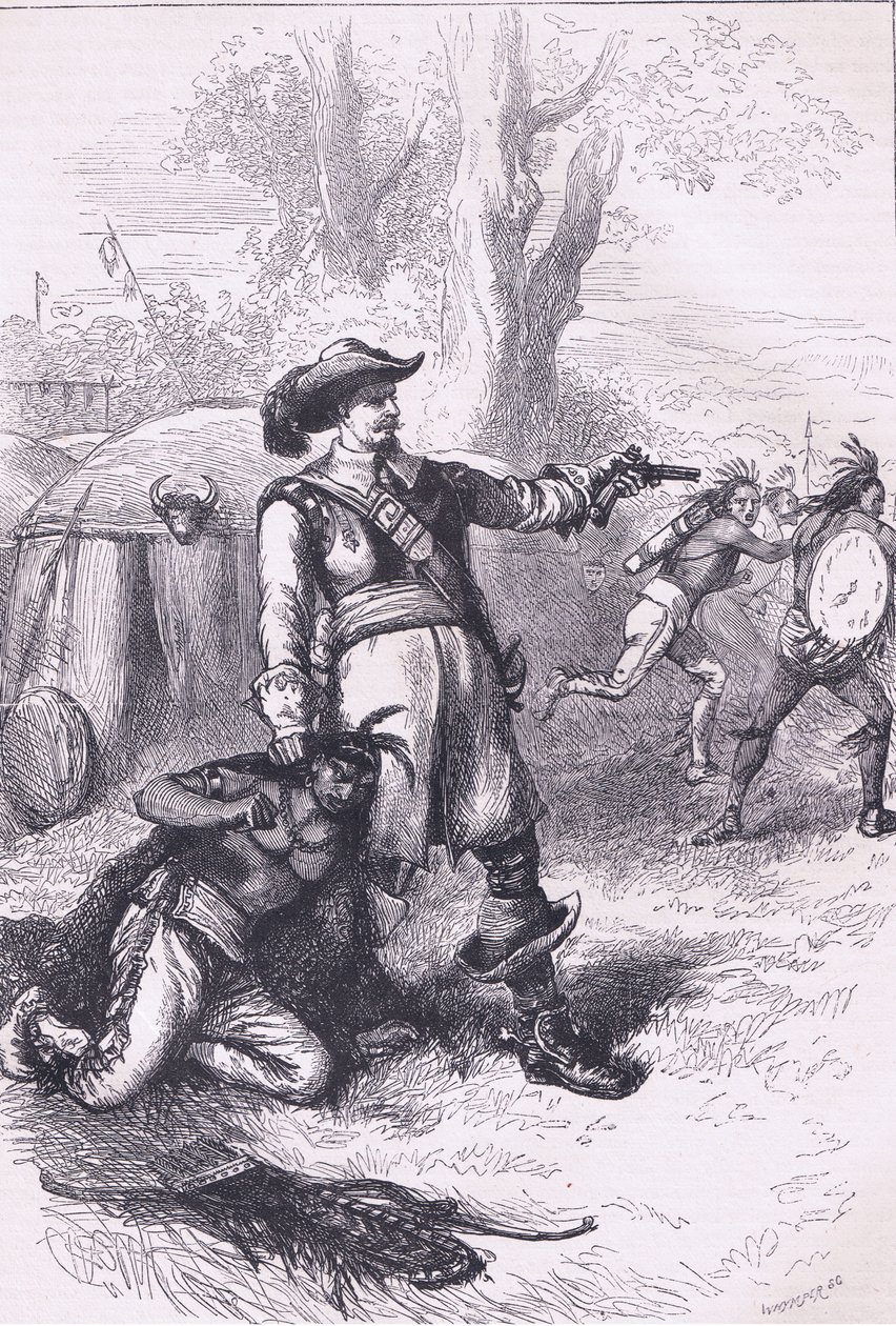 Kolonel Atherton en de Indianen 1661, illustratie uit Cassell