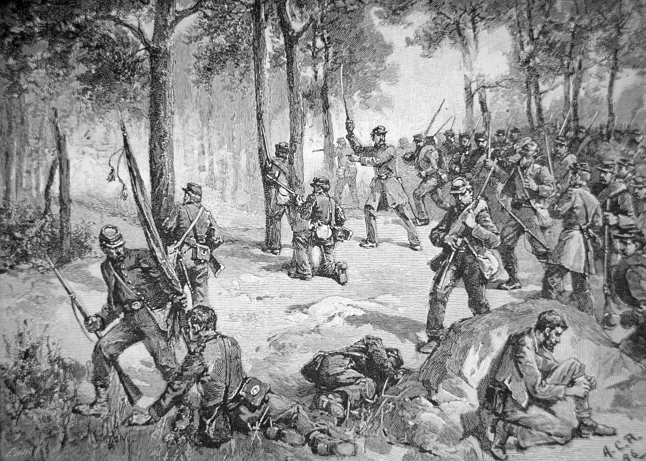 Confederale aanval bij de Slag bij Gettysburg door American School