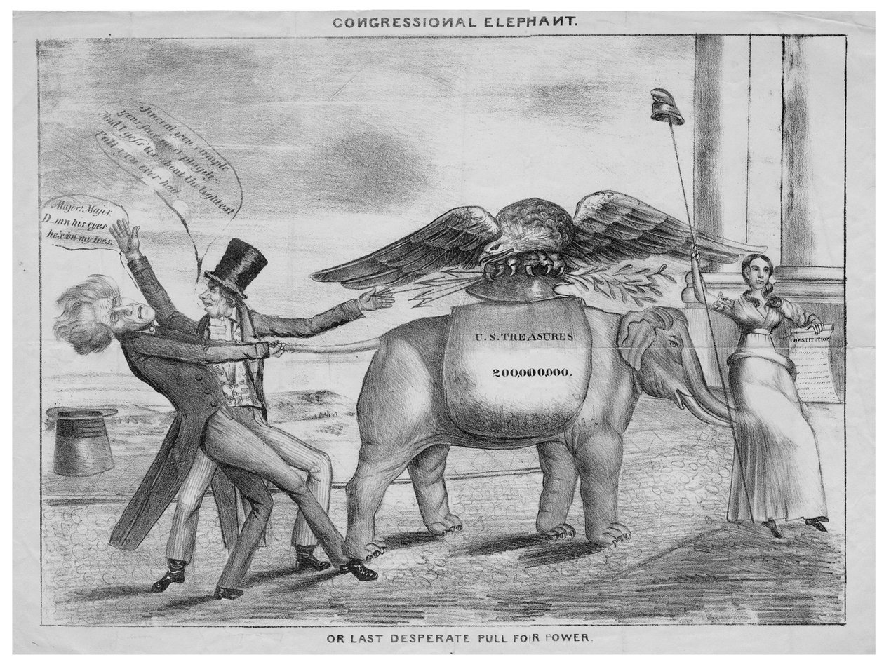 Congress olifant, of, Laatste wanhopige poging voor macht, ca. 1832 door American School