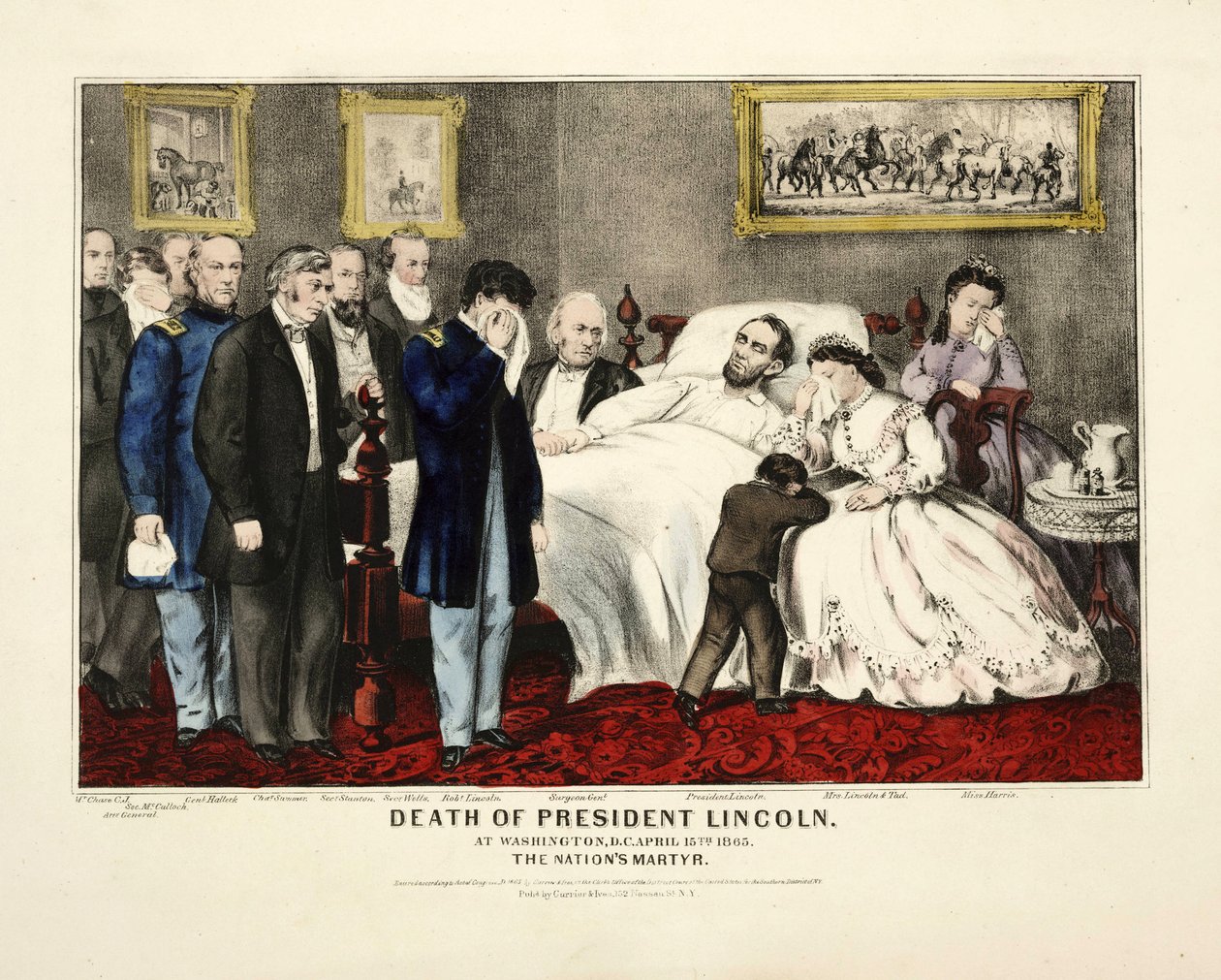 De Dood van President Lincoln, in Washington, DC, 15 April 1865, uitgegeven 1865 door American School