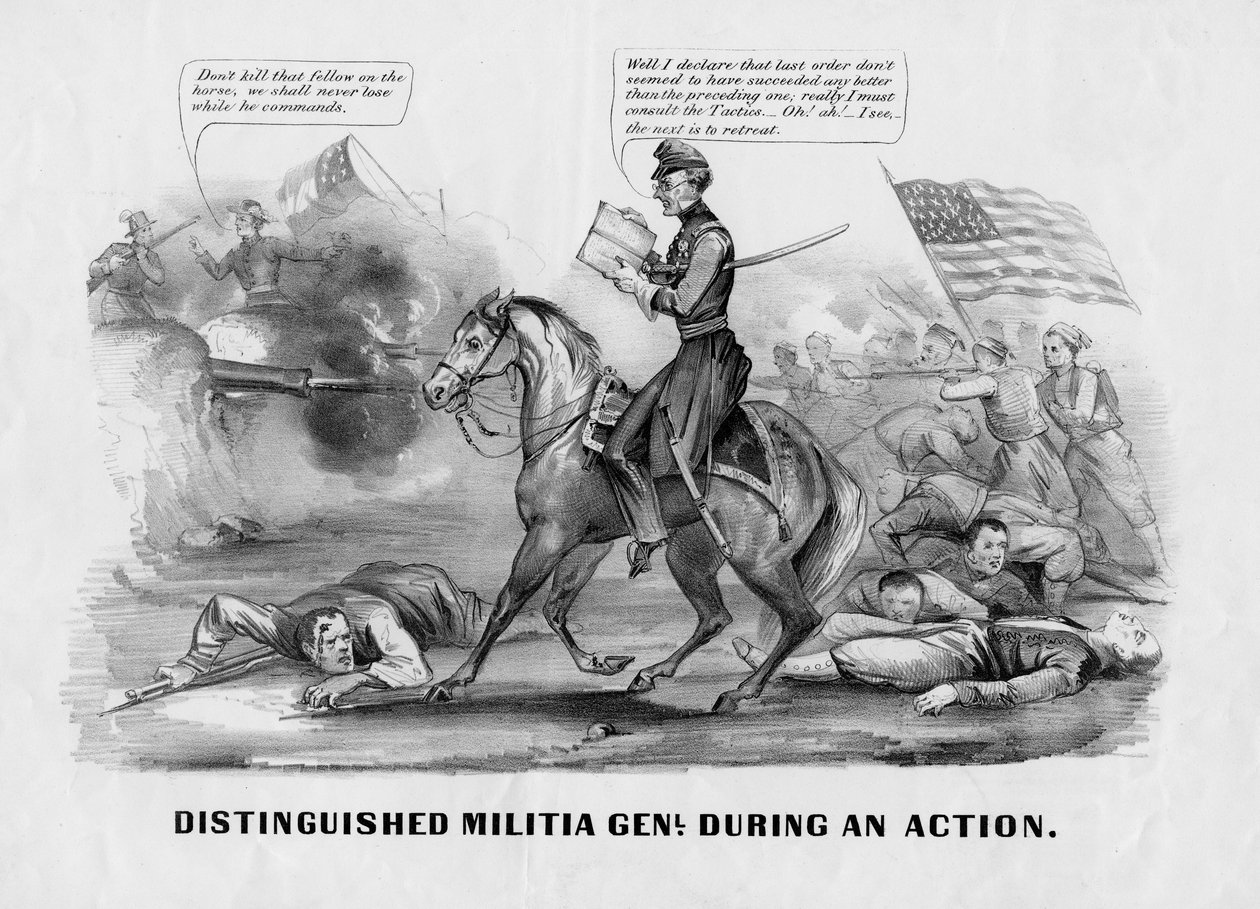 Onderscheiden militie generaal tijdens een actie door American School