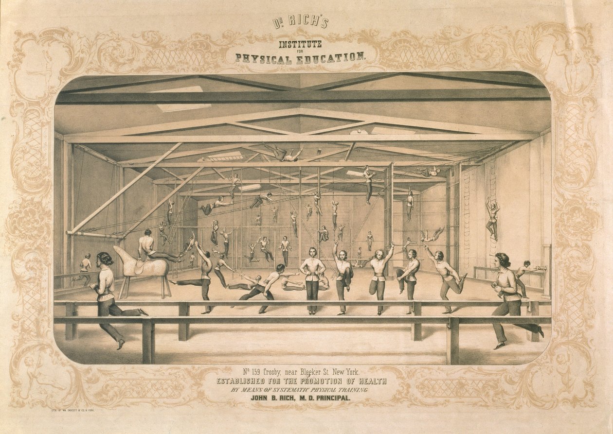 Dr. Richs Instituut voor Lichamelijke Opvoeding, gegraveerd en uitgegeven door Wm. Endicott & Co, New York, 1850 door American School