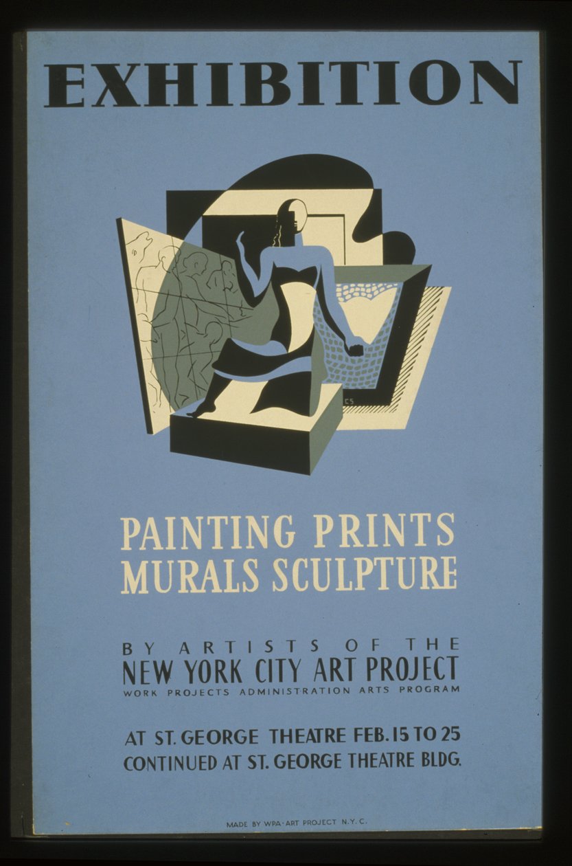 Tentoonstellingsschilderij, prenten, muurschilderingen, sculpturen door kunstenaars van het New York City Art Project door American School