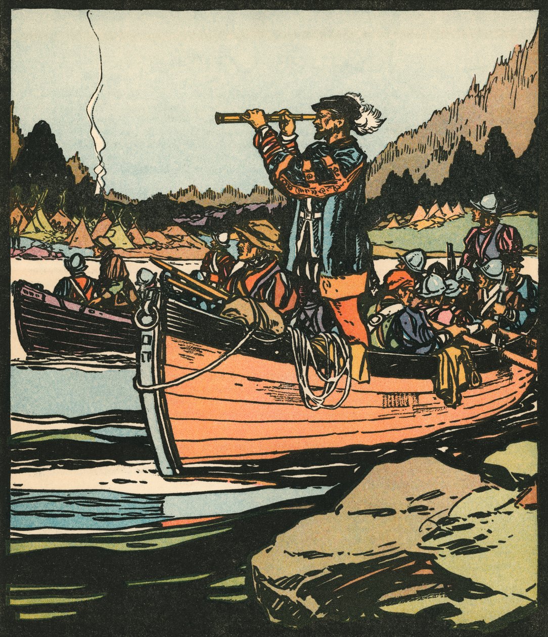 Ontdekkingsreizigers: Jacques Cartier op de Saint Lawrence rivier door American School