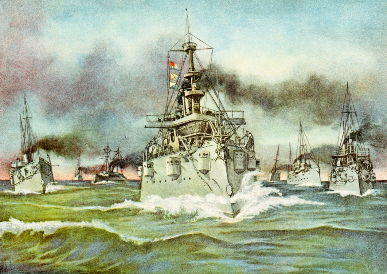 Vliegende Eskader van de Amerikaanse Marine tijdens de Spaans-Amerikaanse Oorlog, 1898 door American School