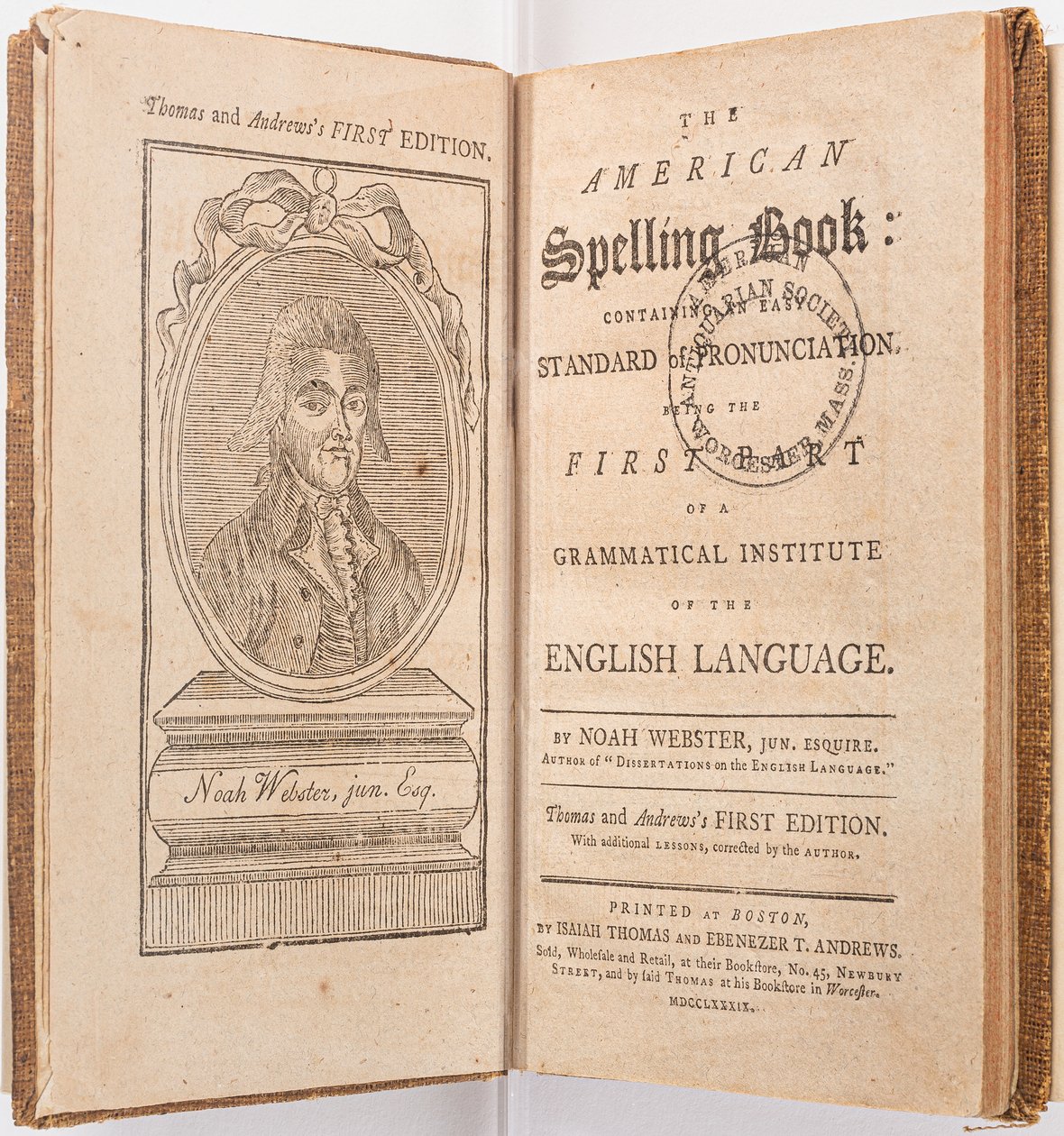 Frontispice uit "The American Spelling Book" door Noah Webster, Boston, 1789 door American School