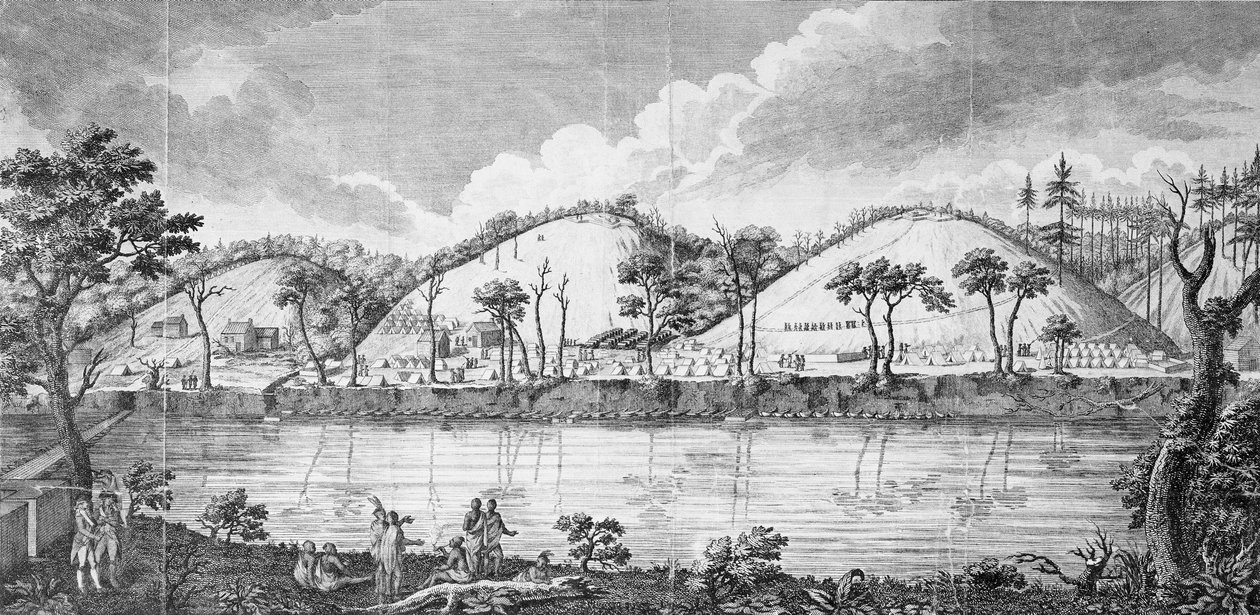Generaal John Burgoyne (1723-92) ontmoet de Indianen door American School