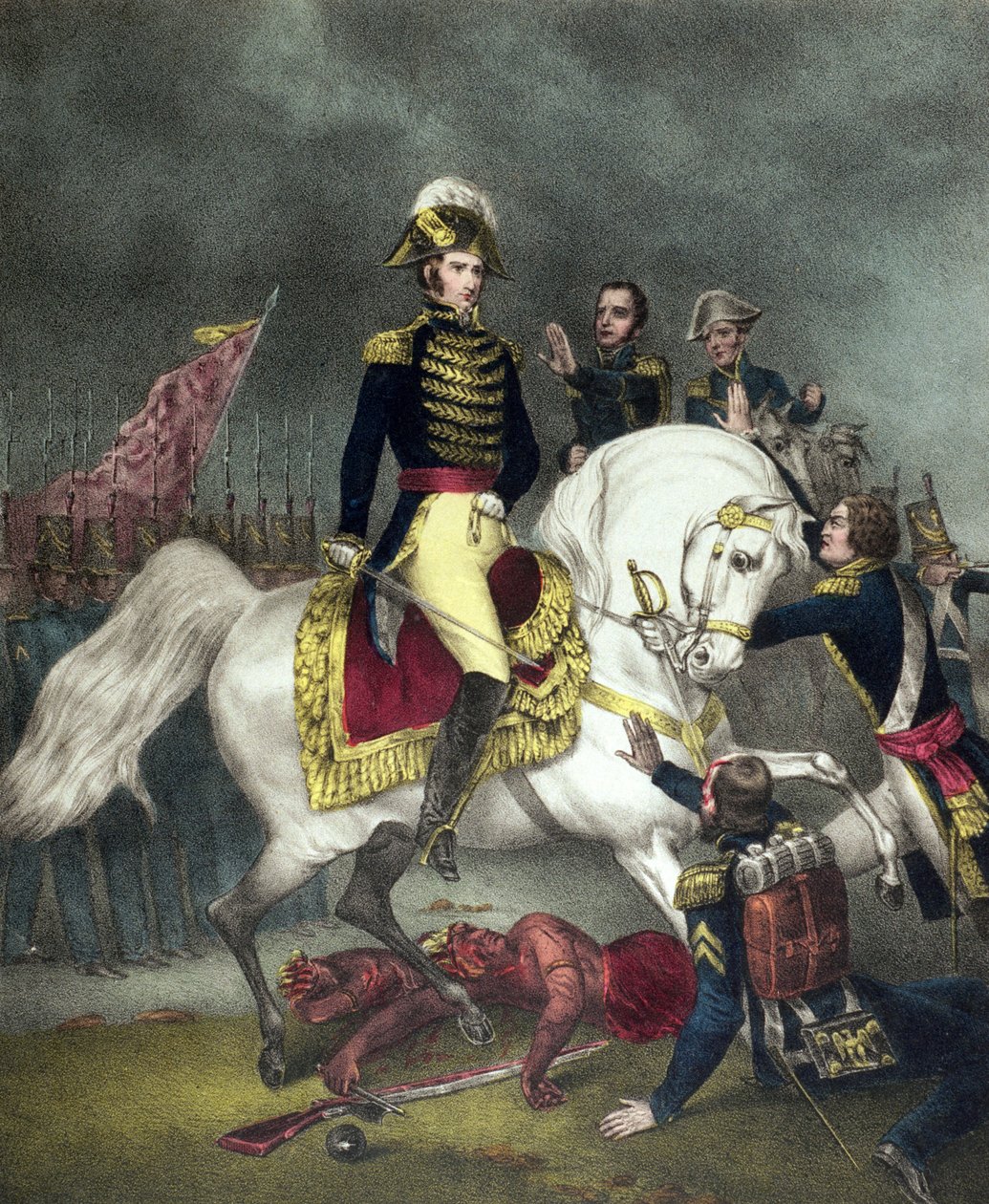 Generaal William Henry Harrison bij de Slag van Tippecanoe in 1811 door American School