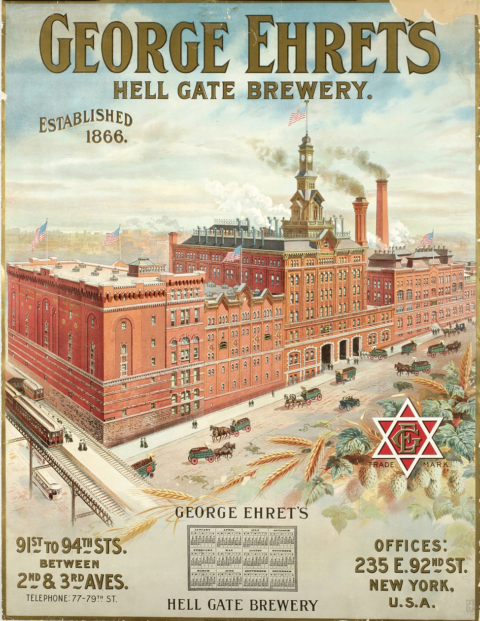 George Ehrets Hell Gate Brewery, opgericht 1866 door American School