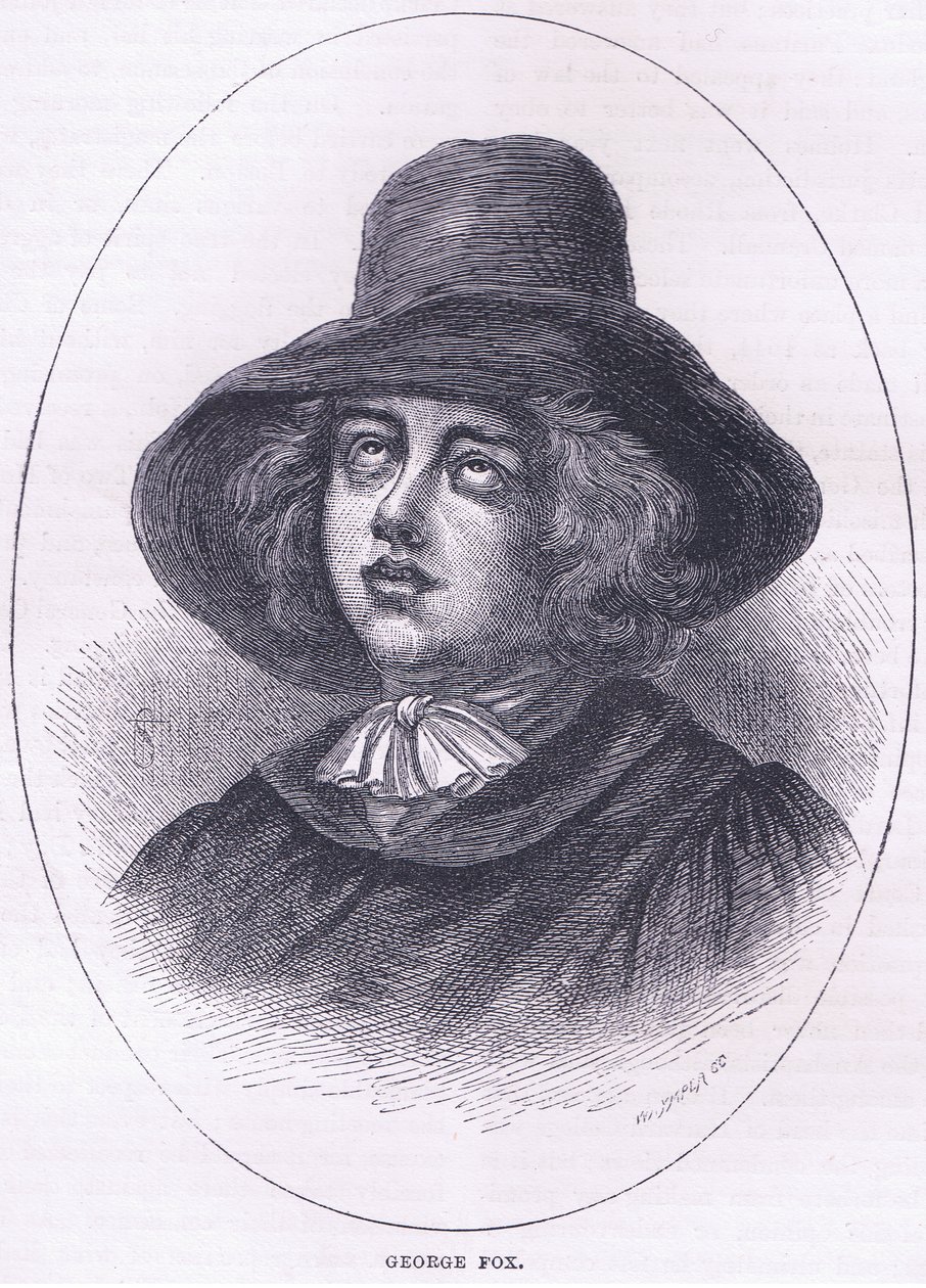 George Fox 1651, illustratie uit Cassells Geschiedenis van de Verenigde Staten uitgegeven door Petter & Galpin ca. 1890 door American School